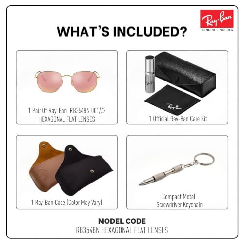 Image of Ray-Ban RB3548N HEXAGONAL FLAT LENSES Sunglasses w /Official Eyewear Kit