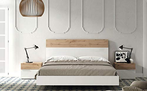 KITKAY Dormitorio Matrimonio Xenia 135x200 cm. cabecero con bancada y 2 mesillas...