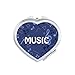 Round-Shaped Music Note Dark Blue Mirror Heart Portable Hand Pocket Makeup