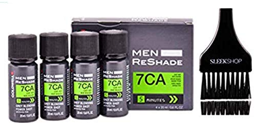 RESHADE for MEN GW KAO Grey Blending Power Shot Hair Color for Gray Hair (w/ Sleek Tint Brush) Re Shade Haircolor Dye Powershot (7CA - cool ash mid blonde)