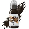 World Famous Brown Tattoo Ink, Vegan and Professional Ink, Made in USA, Dark Chocolate, 1 oz