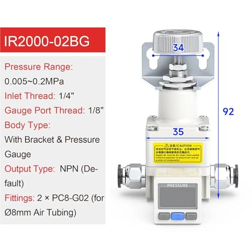 Regulador de presión de aire IR2000-02BG con válvula de control ajustable 0.2MPa 3