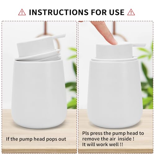 Toozfo Soap Dispenser Ceramic With Easy-To-Press Pump Hand Lotion Liquid Dispenser For Shampoo Bathroom Kitchen 12 Oz White thumb #6