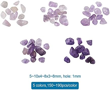 PandaHall 750~950pcs Natural Amethyst Chip Beads 5 Colors Crushed Irregular Chips Beads Set Healing Crystal Loose Beads Gemstones Beads for Bracelets Necklace Earring Making