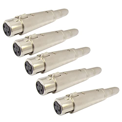 Image of MX 3 Pin XLR Microphone pin Pure Copper Nickel Plated for High Conductivity microphone (3 Pin XLR Female to P‑38 Mono Socket, Pack of 5, Female Connector)