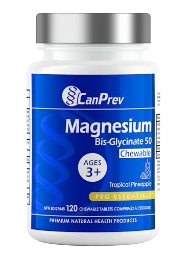 CanPrev Magnesium Bis-Glycinate 50mg, 120 Chewable Tablets, 120-Day Supply, Tropical Pineapple Flavor, Vegan & Sugar-Free, Gentle, Easy-to-Absorb, Supports Relaxation, Muscle Comfort & Daily Wellness