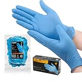 [THE BEST IN PERSONAL SECURITY PRO ART EST 1979] ニトリル手袋 黒/青 使い捨て 100枚入り S/M/L/XL 詰め替え用 ゴム手袋厚さ0.15mm 粉なし パウダーフリー 純ニトリル素材 食品衛生法適合 左右兼用 作業用 清掃 調理【真空包装100枚入り×1箱, ブルー,Lサイズ】