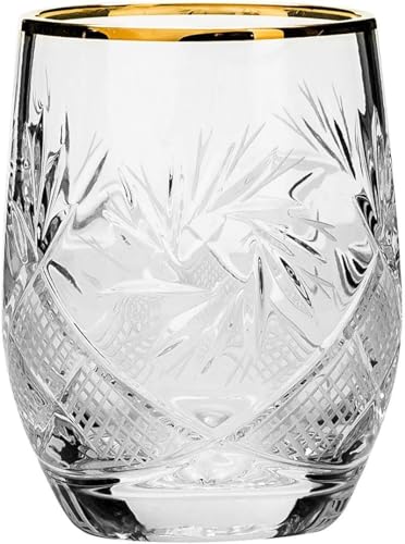 Set de 6 vasos de cristal con borde dorado 7 oz miniatura 2