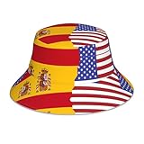 ZQYTGFDC Sombrero de pescador reflectante con la bandera canadiense para mujeres y hombres, gorra de pescador, gorra reversible de playa de verano, Bandera de España americana, Talla única