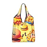 Vortithora Bolsa de compras plegable reutilizable para comestibles, macarrón, queso, hamburguesa, bolsa de compras impermeable