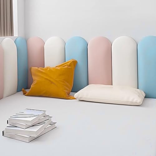 AYYDS 3D Wandpaneele Polsterpaneel, Wandpolsterung Selbstklebend, PU Wasserdicht Wandpolster Kinderzimmer, Wandpaneel Gepolstert, Anti Kollisions Bettkopfteil (Blau, 20x40cm, 4pcs)