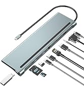 USB C Docking Station , 11 in 1 USB C Hub ,Dual Monitor Type C to HDMI + VGA Adapter, Laptop Dock...