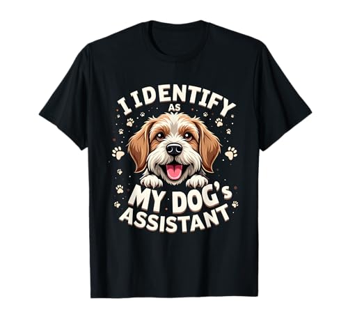 Cita divertida de «Me identifico como mi amante asistente de perro» Camiseta