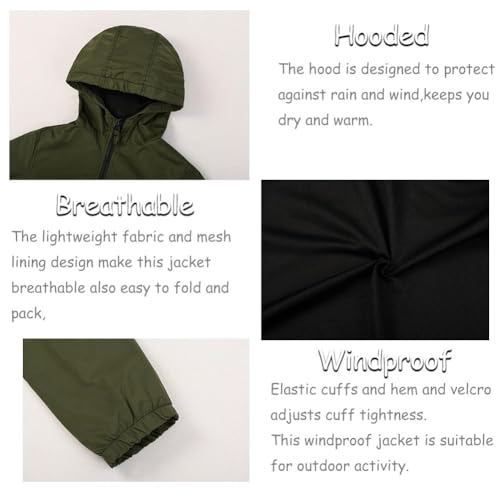 Image of SNOW DREAMS Boys Waterproof Rain Jacket Windbreaker Lightweight Coat Kids Raincoat Outerwear