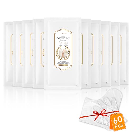 ELEGCOV Paraffin Wax Refills-10 Pack Unscent Paraffin Wax for Hand and Feet Parrafin Wax Blocks for Wax Machine Parafin Wax Bath Relieves Muscle Fatigue Deeply Hydrates Moisturizes and Nourishes