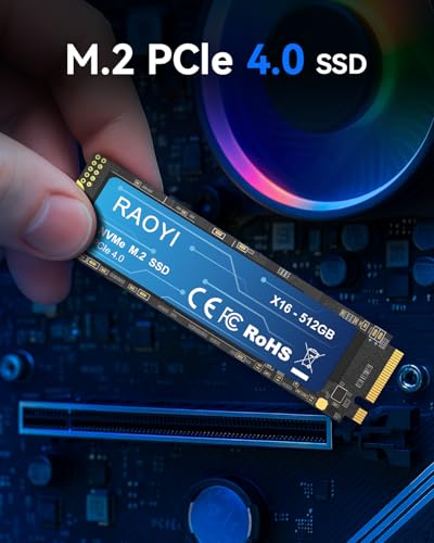 Image of RAOYI 512GB NVMe Internal Solid State Drive M.2 2280 PCIe Gen4x4 SSD, Up to 5000MB /s, Configure SLC Cache, Storage and Memory Expansion for PS5 Laptop Desktop