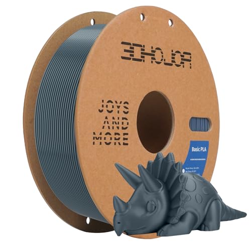 3D Printing Filament Basic PLA Filament 1.75mm 300mm/s 1kg Cardboard Spool Dimensional Accuracy +/- 0.03 mm Fit Most 3D FDM Printer-Grey Basic-grey