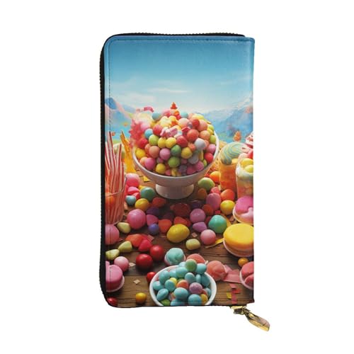 Candy Portefeuille en cuir grande capacité avec blocage RFID et fermeture éclair pour homme