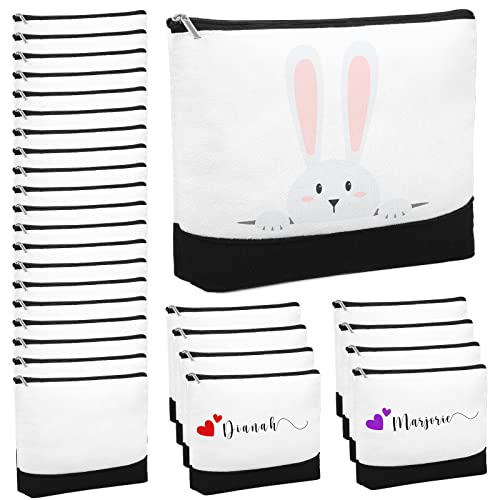 Inbagi 30 Pieces Canvas Makeup Bags Bulk Black and White Cosmetics Bag with Zipper Blank DIY Cosmetic Multipurpose Canvas Travel Toiletry Pouch for Travel Pen Pencil Cosmetic Storage