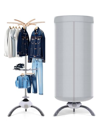 Evviee Compact Electric Clothes Dryer, 900W Heated Clothes Airer Drying Pod, 2-layer Hot Air Airer Machine with 10KG Capacity, 360° Drying, Suitable for All Fabrics Drier