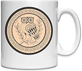 330 ml Mug en céramique blanche avec hibou d\'amphore athénienne antique