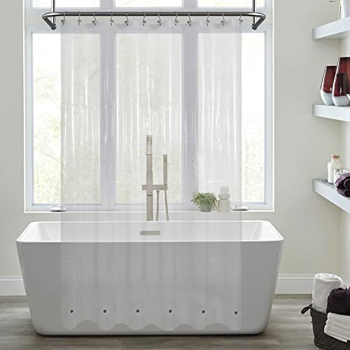 Image of Mrs Awesome Clear Shower Curtain Liner with 6 Magnets, Waterproof PEVA Plastic Shower Curtain for Bathroom Standard Size 72 Inch, Clear