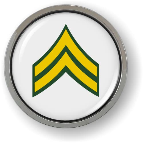 Image of US Army Rank Insignia CAR Emblem Chrome Metal Bezel - Corporal E-4 (CPL) | Official U.S. Army Licensed Product, 3D Domed, Enlisted Soldiers Badge, Sticker, made by BestLicensePlateFrames