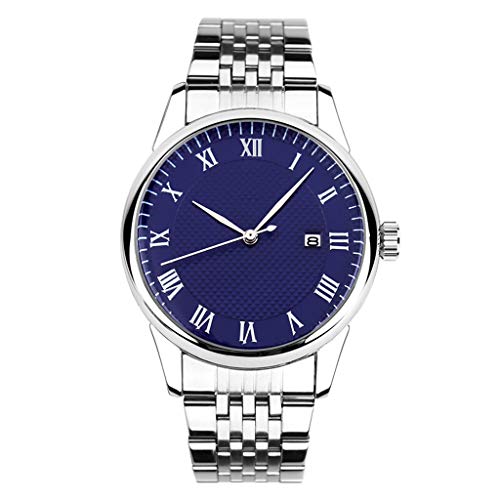 Preisvergleich Produktbild Ppzmd Watches Herrenuhr, stilvolles unabhängiges Kalenderfenster, kreative römische Ziffern, wasserdichter Quarz (Silber) Watches (Color : B)
