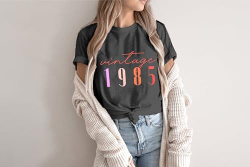 40th Birthday Shirts for Women Vintage 1985 T Shirt Casual Short Sleeve Birthday Party Outfits Tops3
