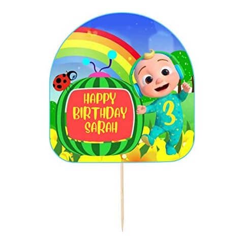 Cocomelon Personalised Large 6" Wide Birthday Cake Topper Stand Up Decoration Cover