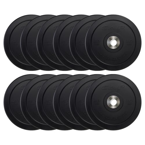 CAP Barbell 370 lb PRO Olympic Bumper Plate Set, Black