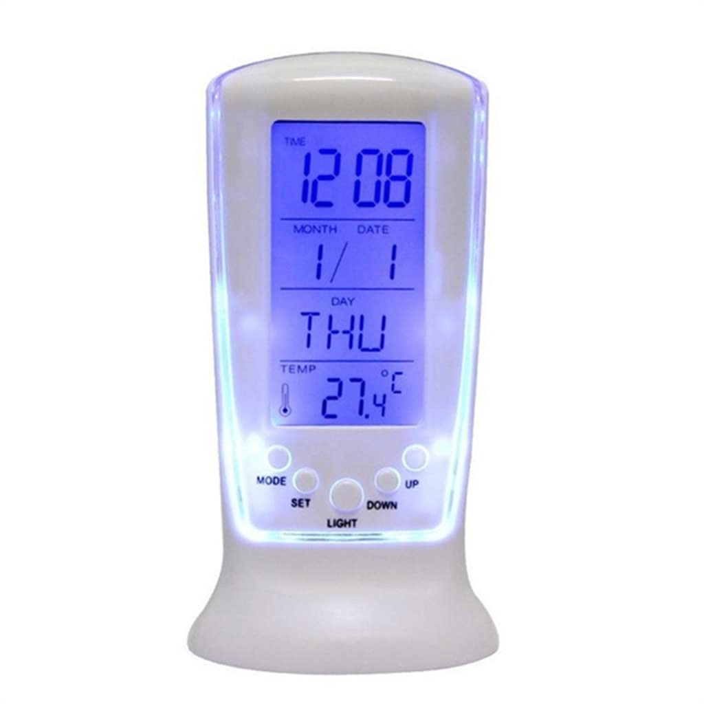 HRWLY LED Digital Alarm Thermometer Calendar Backlight Clock Snooze Desk Night Light with Music