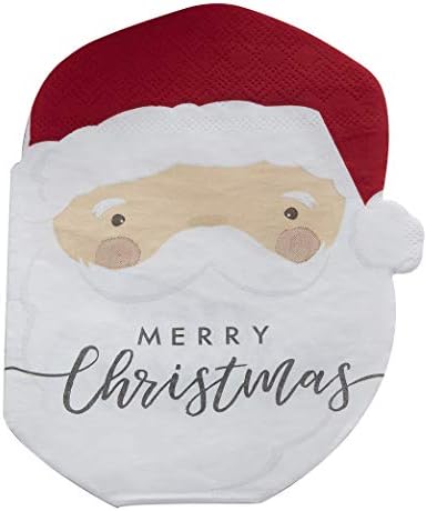 Ginger Ray Santa Shaped Merry Christmas Paper Party Decorative Napkins 16 Pack