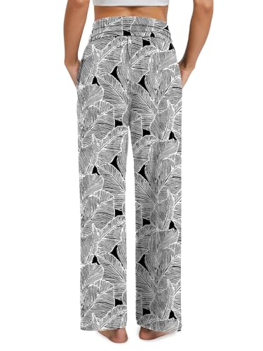 Image of Gracyoga Wide Leg Yoga Pants for Women Casual Loose Cozy Sweatpants High Waisted Lounge Pajama Flowy Pants With Pockets