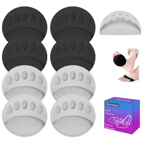 Image of 4 Pairs Honeycomb Fabric Forefoot Pads Women High Heels Invisible Socks High Heel Comfort Pads for Relieving Foot (2Gray 2Black)