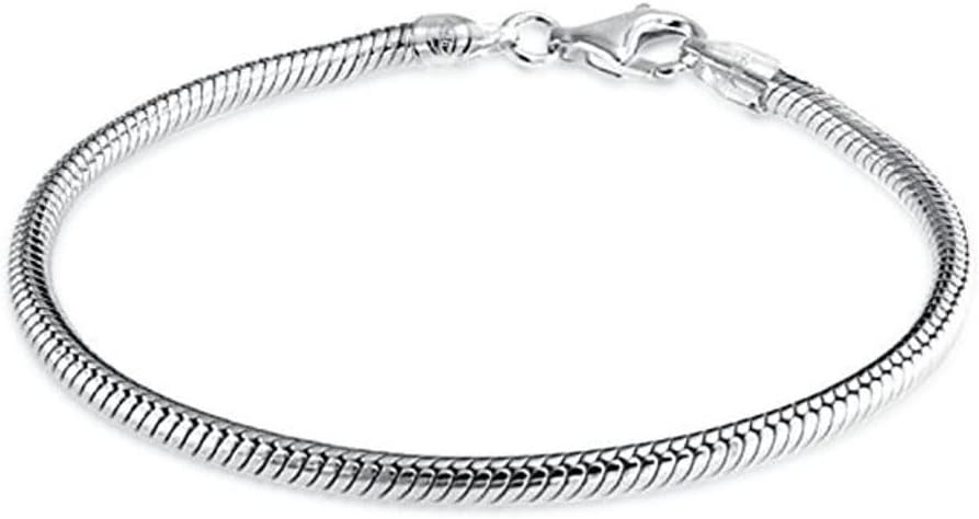 10pcs 7.5 inch Snake Chain Bracelet 3mm Sterling Silver Plated Brass Compatible with Pandora Bead Charm Bracelet DIY Craft Jewelry Making CF177-2 - Image 5