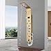 JIANSMZ Luxury LED Shower Panel Tower 6 Function Stainless Steel with Waterfall Rainfall Head Hand Shower Jets Bath Spout High Pressure Bidet Wall Mounted Gold Finish