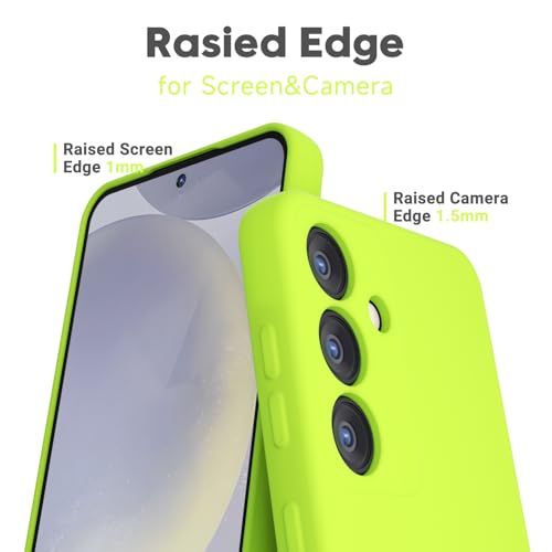 LoeoeL for Samsung Galaxy S24 Phone Case Silicone, Fluorescent Neon Lime Green Bright Color Matte TPU, Minimalist Ultra Thin Slim Soft Rubber Gel Girly Cute Case for Women Men, Camera Cover Protection - Image 3