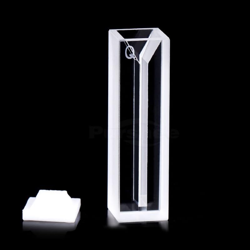 Cubeta de microcuarzo con tapa: volumen de 700 ul, longitud de recorrido de 10 mm, compatible con espectrofotómetro UV-Visible