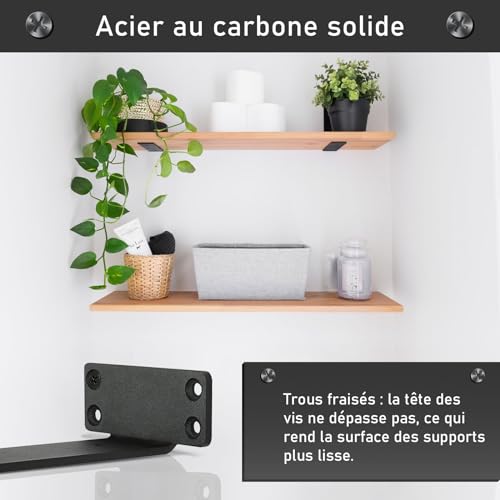 Support etagere murale 30 cm MLOQI équerres en métal robuste pour étagères