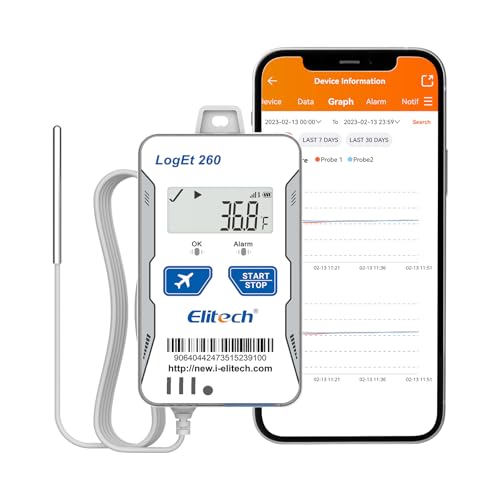 Image of Elitech 4G Reusable Real-time Temperature Humidity Data Logger Light /Shock /Location, Built-in SIM Card,Shadow Data,Airplane mode,Cloud Storage,SMS /Email /APP /Web Alarm,100000 Points,Loget 260-THE-5Pack