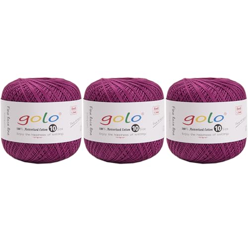 Image of golo 3 Balls Crochet Thread Size 10 Crochet Yarn for Hand Knitting 191