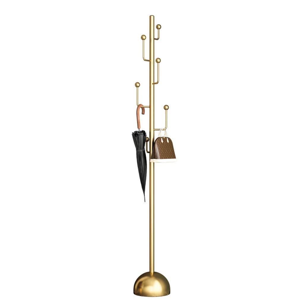 Porte-manteau du sol au plafond design doré TUSUOD, vestiaire chic en métal pour salon