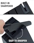 Knife Set, 15 Piece Kitchen Set with Block, Self Sharpening, Dishwasher Safe, 6 Steak Knives, Anti-Slip Handle, Black
