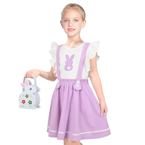 Image of Sunny Fashion Girls Dress Easter Bunny Ears Headband Egg Hunt Size 3-8