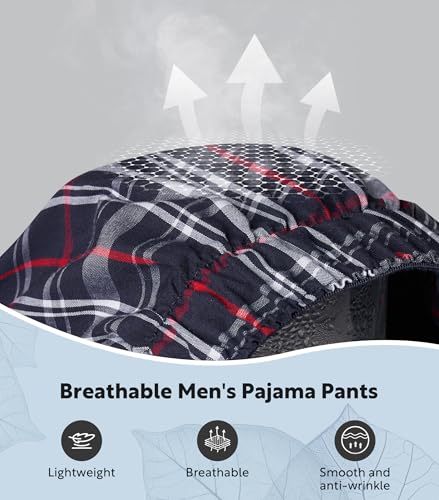 DAVID ARCHY Mens Pajama Pants Soft Cotton Plaid Sleepwear, Comfy Lounge Woven Pajamas Bottoms PJ Pant for Men, 3 pack2