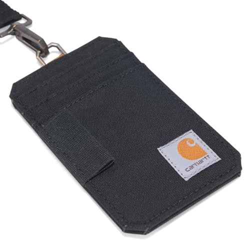 Carhartt Standard Ausweishalter aus Segeltuch, wasserabweisend, mit reflektierendem Schlüsselband, Nylon-Ente (Schwarz), Einheitsgröße