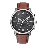 Fossil Neutra uhr für Herren, Chronographenwerk mit Edelstahl- oder Lederarmband, Braun und Dunkelgrau, 44MM