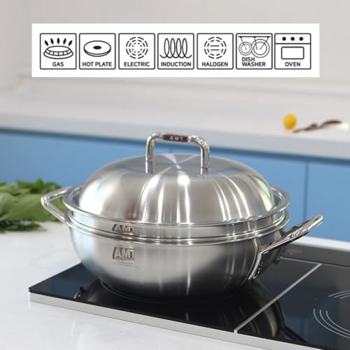 Dongwon Metal 316TI wok de acero inoxidable 11" con tapa y olla 9.5" miniatura 6