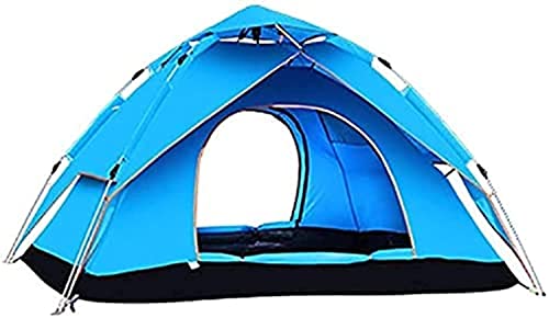 Tente de camping 3-4 places automatique pop-up bleue double couche avec sac